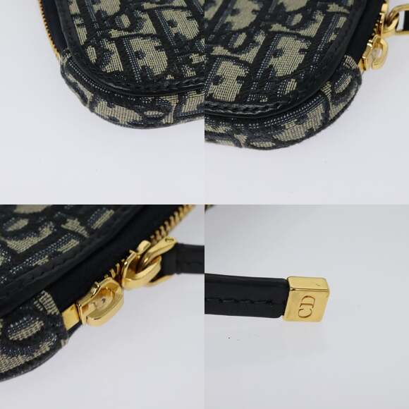 DIOR Oblique Trotter Canvas Phone Shoulder Bag Navy Gold - Picture 11 of 13